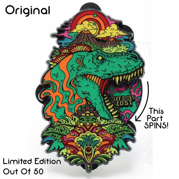Let's Get Lost 2024 T-Rex Spinner Lapel Pin