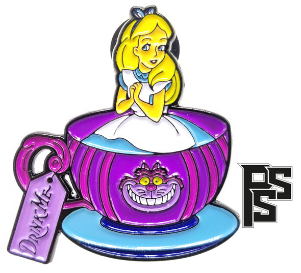 Alice in a Cup Lapel Pin