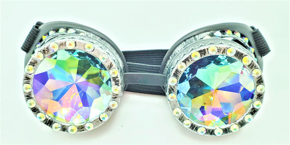 Silver BeDazzled Kaleidoscope Goggles